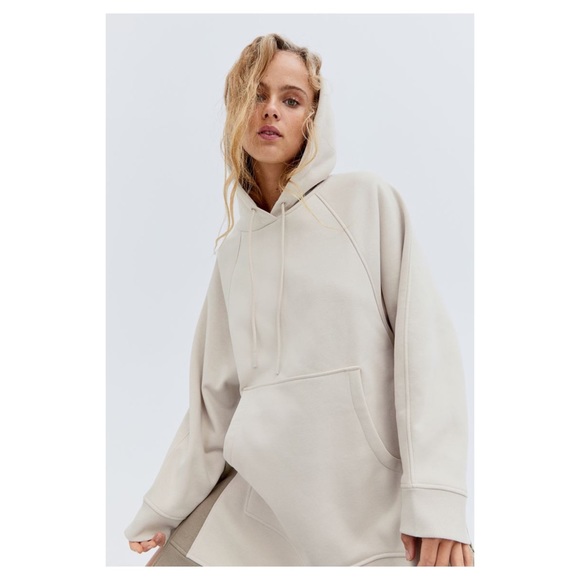 H&M Conscious Collection Taupe Oversized sweatshirt long Hoodie Dress - Picture 2 of 16